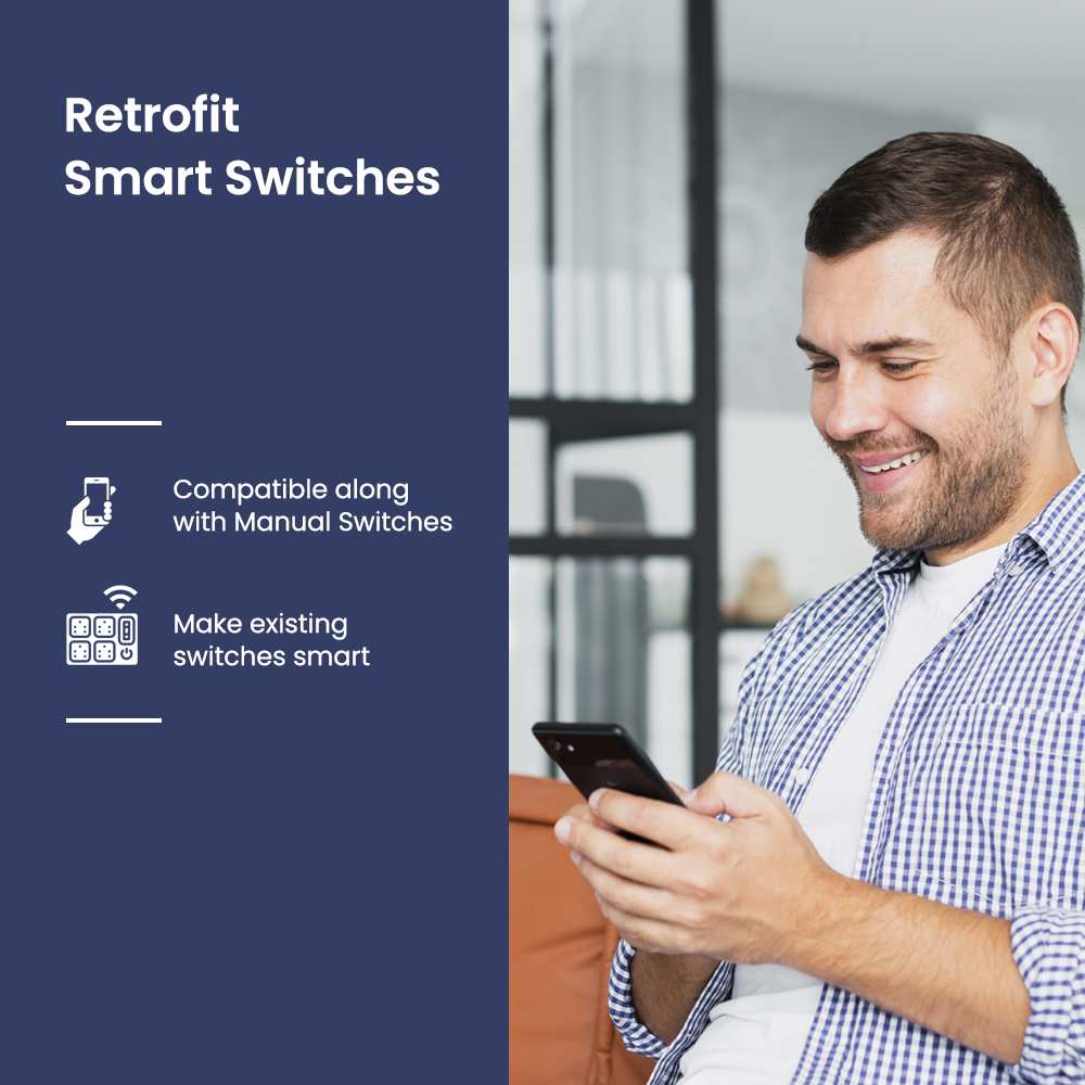 L&G 1 Light + 1 Fan  Retrofit Smart Switch For Home Automation, Works With Existing Switches, No Hub Required, Compatible With Alexa And Google Home