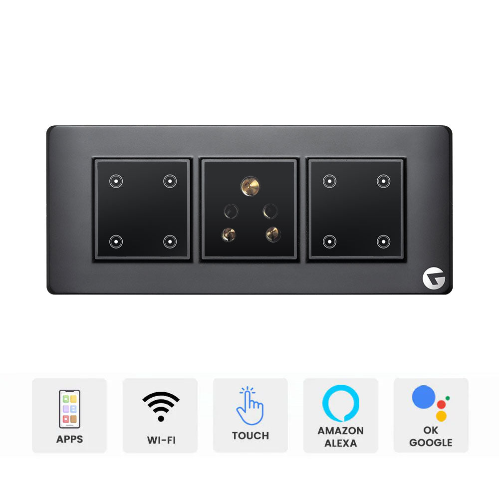 L&G 6 Modular Touch Switch,  Wifi Smart Touch Switch Board | German Technology meets Indian Standards (Size: 6M- 220 x 90 x 45 mm)