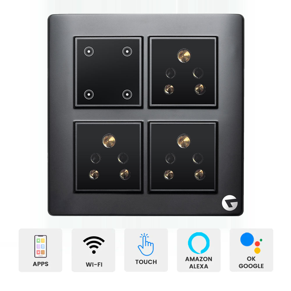 Buy 8M Smart Touch Switch Board | German Technology with Indian Standards | Compatible with Alexa & Ok Google ( (Size: 8M Square- 154 x 160 x 45 mm)