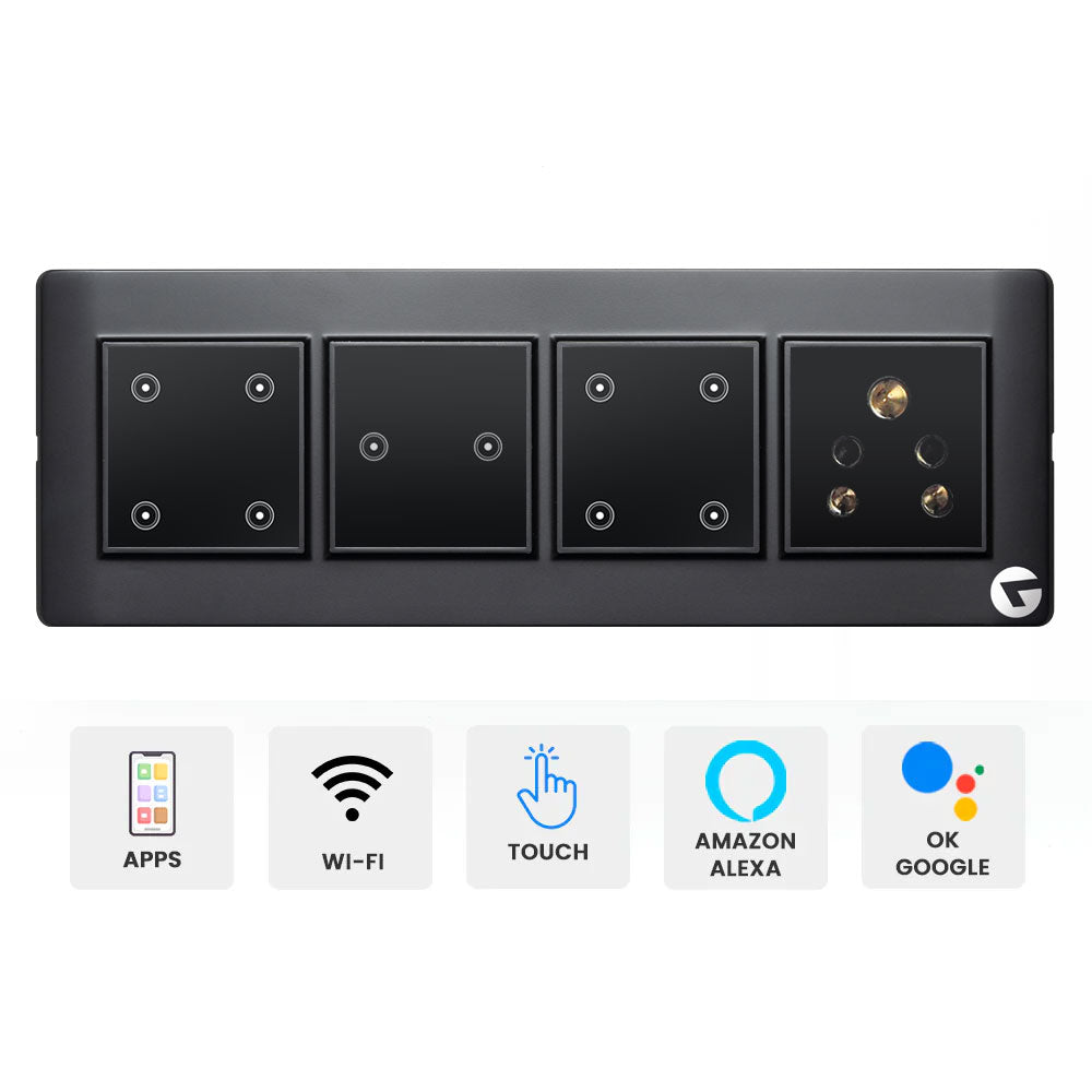 L&G 8M Smart Switch Panel, Touch Switch WiFi | Smart Technology and German Expertise (Size: 8M Horizontal- 262 x 90 x 45 mm)