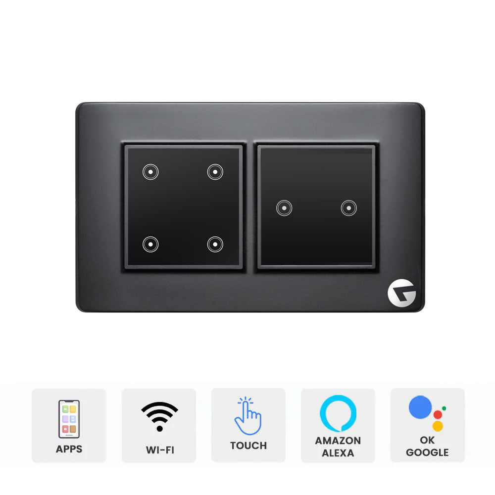 L&G 4 Modular Smart Switch Board, WiFi Smart Switch | German Technology meets Indian Standards (Size: 4M - 146 x 90 x45mm)