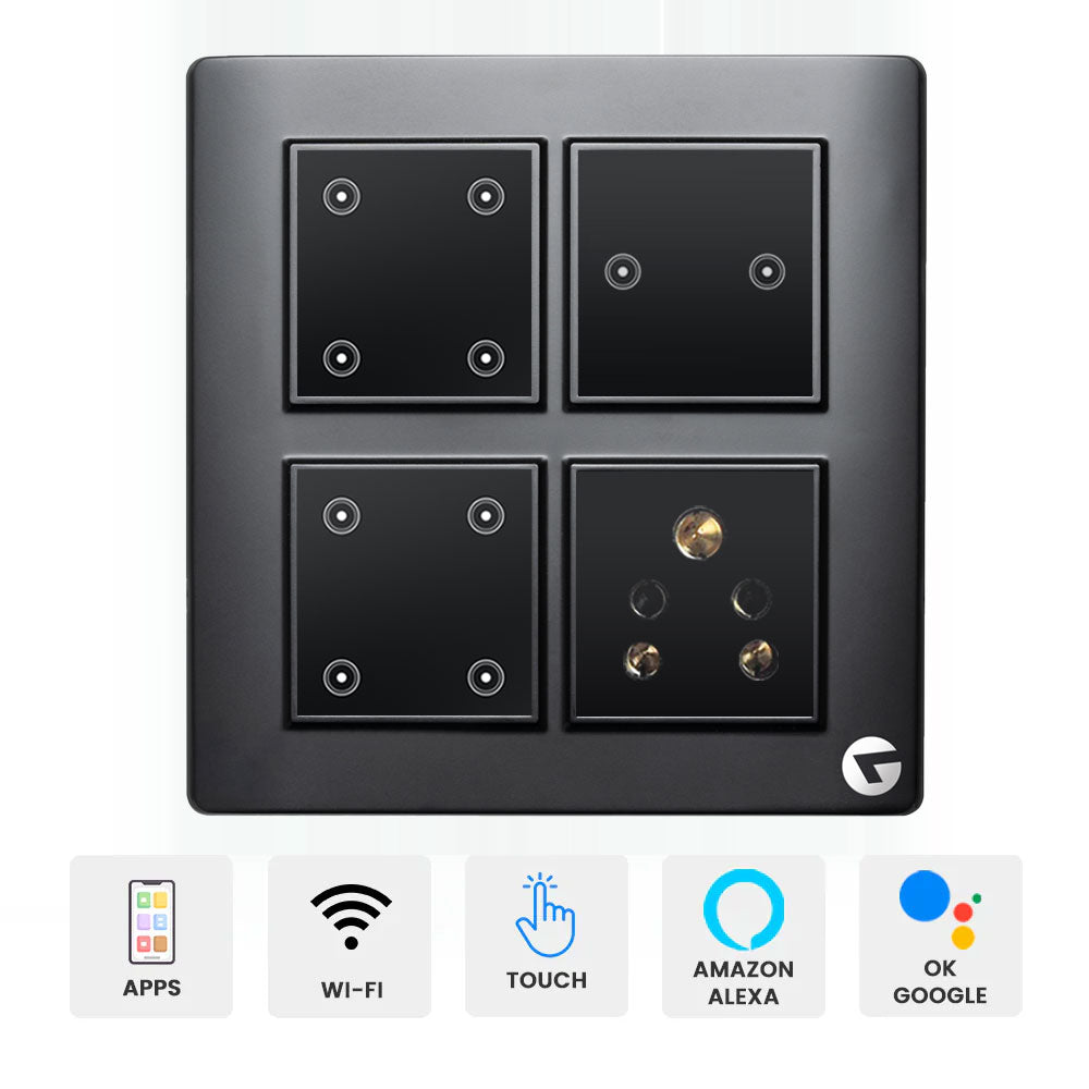 Buy L&G 8M WiFi Smart Switch Board | Smart Touch Switches | Smart Technology and German Expertise (Size: 8M Square- 154 x 160 x 45 mm)