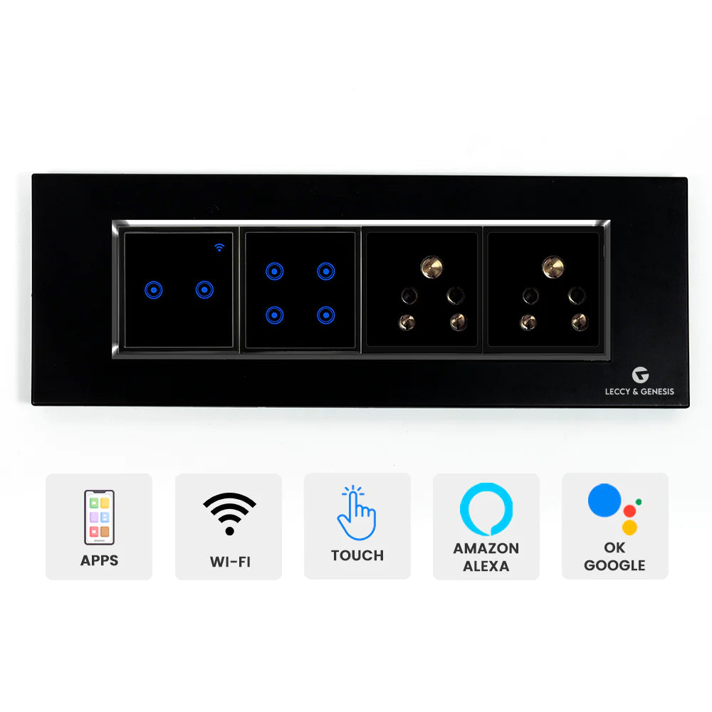 L&G 8 Modular Wifi Smart Switch, Smart Touch Switch | Smart Technology and German Expertise (Size: 8M Horizontal- 262 x 90 x 45mm)