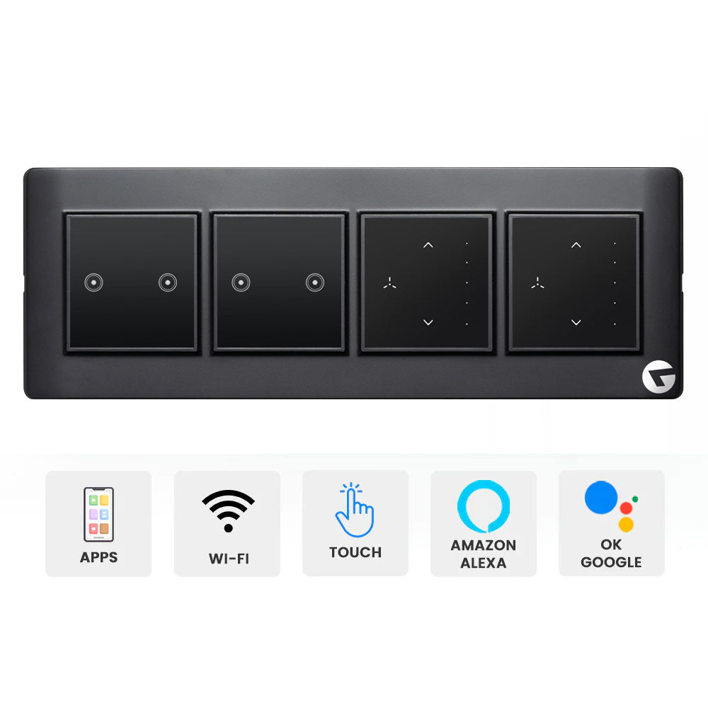 L&G 8 Modular Smart Touch Switch Plate | Designed by German Engineers to fit Indian Standards  (Size: 8M Horizontal- 262 x 90 x 45 mm)