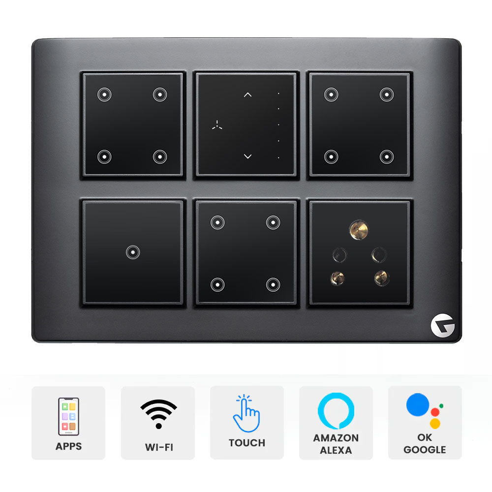 L&G 12 module Smart Switch Board | Online Smart Touch Switch (Size: 12M- 220 x 160 x 45 mm)