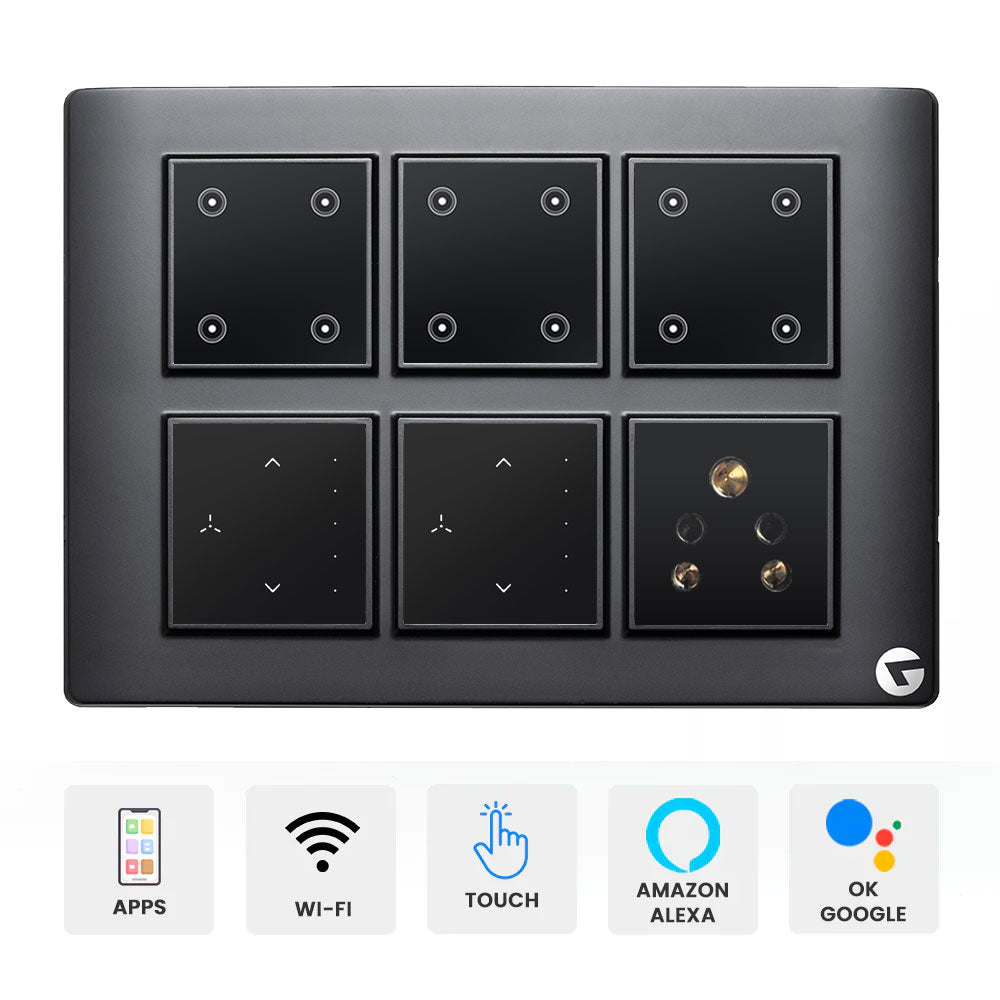 Buy L&G 12M Smart Switch Board Alexa Compatible | Designed using the latest German technology | Smart Touch Switch for Home (Size: 12M- 220 x 160 x 45 mm)