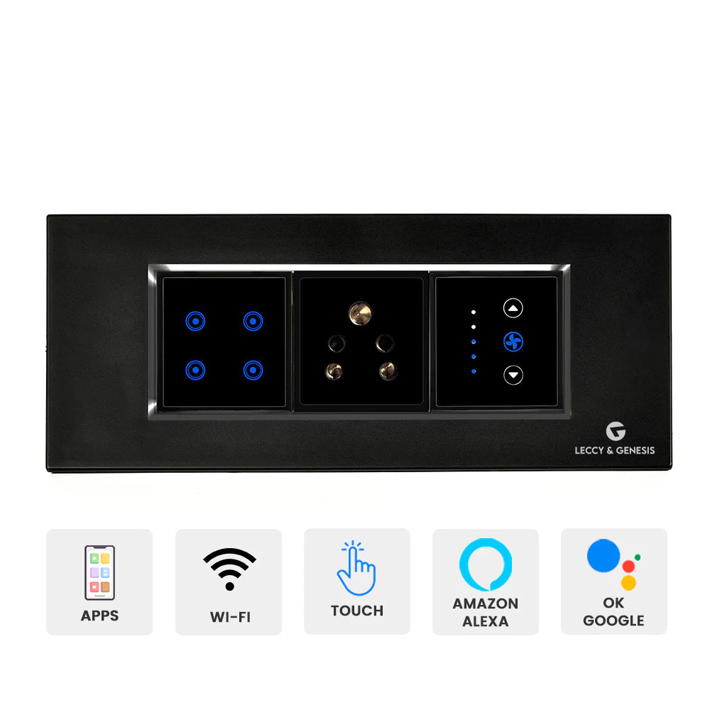 L&G 6 Modular Smart Switch Board| WiFi Smart Touch Switch | German Technology meets Indian Standards (Size: 6M- 220 x 90 x 45 mm)