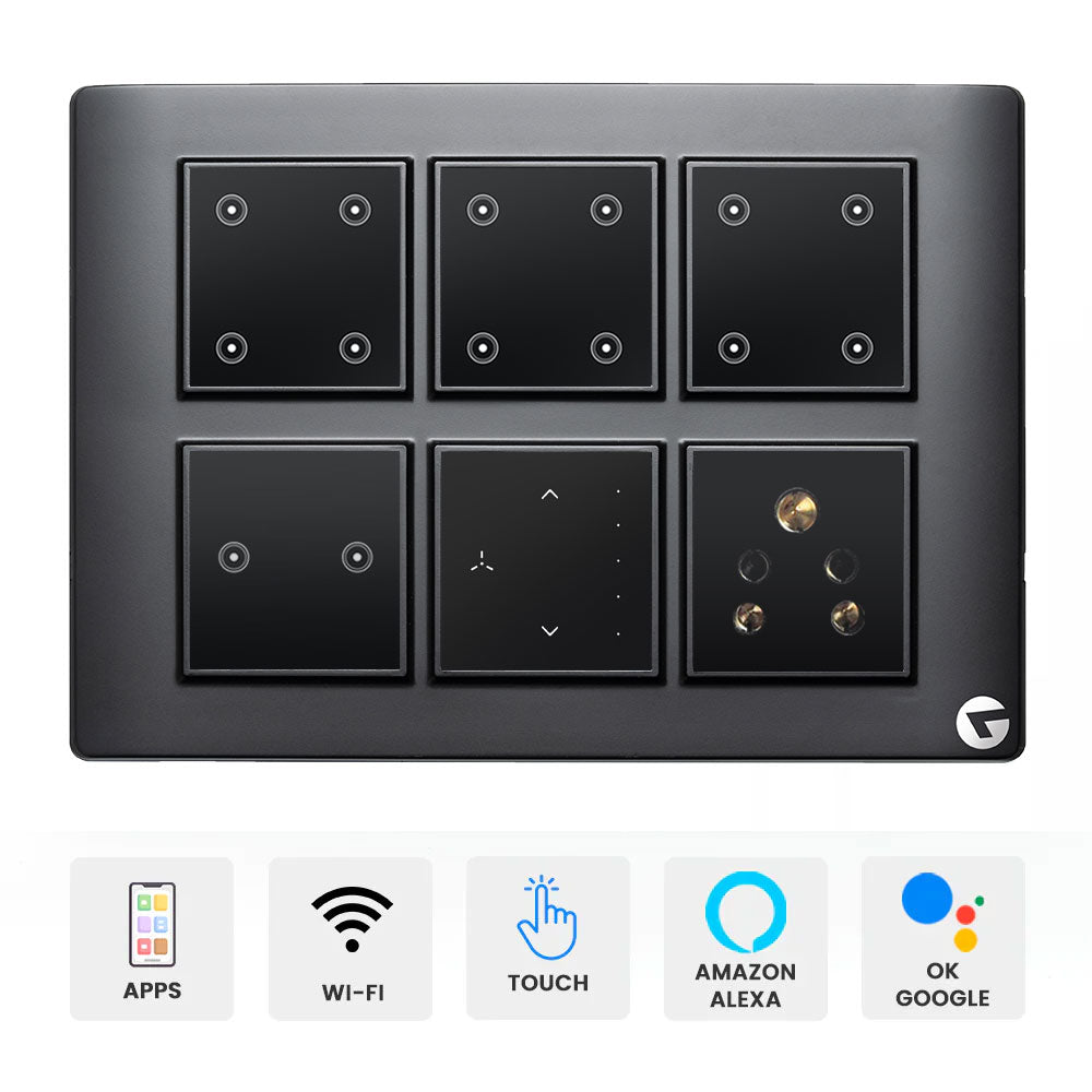 Buy L&G 12 Module Smart Switch Plate | Designed Using German Technology (Size: 12M - 220 X 160 X 45 Mm)