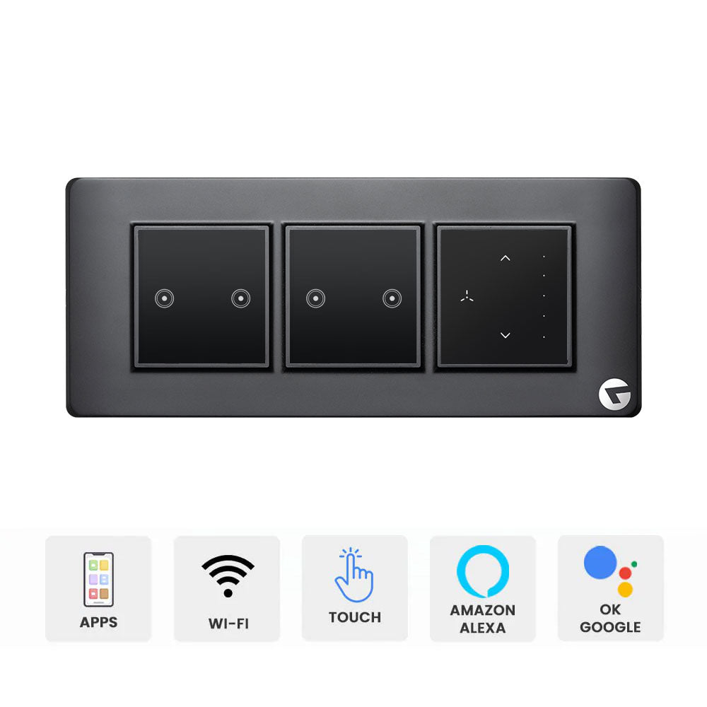 L&G Smart Switch Board | Compatible with Alexa & Ok Google (Size: 6M- 220 X 90 X 45 Mm)