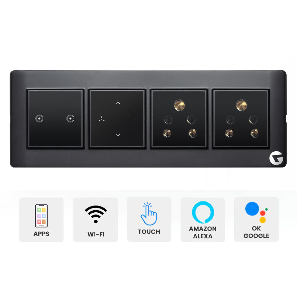 L&G 8 Modular Smart Switch Panel | Designed by German Engineers (Size: 8M - 262 x 90 x 45 mm)