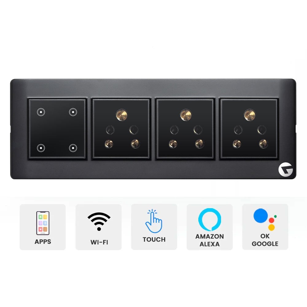 L&G 8 Modular Smart Touch Switch Board | Smart Technology and German Expertise | Compatible with Alexa, OK Google (Size: 8M Horizontal- 262 x 90 x 45 mm)