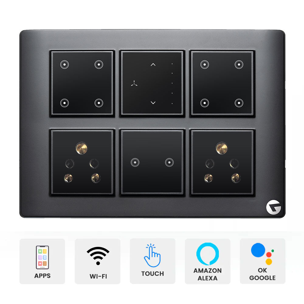 L&G 12 Modular Smart Switch Board | Designed using the latest German Technology | Compatible with Alexa, Google Home&nbsp;