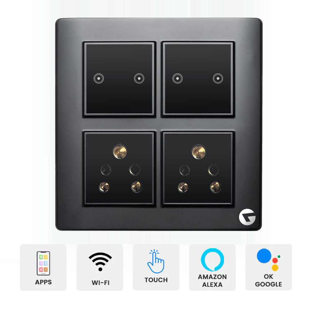 L&G 8 Modular Smart Switch Board, Smart Touch Switch | Smart Technology and German Expertise (Size: 8M Square- 154 x 160 x 45 mm)