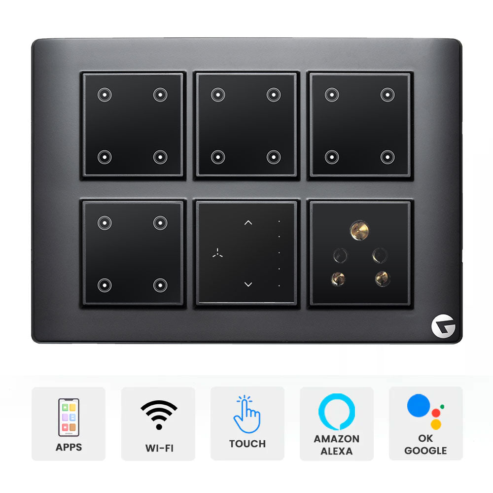 Buy L&G Wi-Fi Smart Switch Board | Compatible with Alexa & Ok Google (Size: 12M- 220 x 160 x 45 mm)