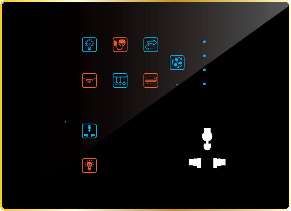 12M Best Customizable Smart Switch Panels (8 Switches + 1 Fan + 1 Socket) - Acrylic & Glass for Full Customization - Call 818181-0654