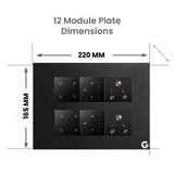 L&G 12M Smart Switch Board (8 Switches + 2 Fan + 2 Sockets) | German Technology Meets Indian Standards (Size: 12M - 220 x 165 x 45 mm)