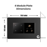 L&G WiFi Smart Switch Board | 4 Modular Smart Touch Switches – German Technology, Indian Standards (Size: 150 x 95 x 45mm)