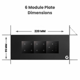 L&G 6M Smart Switch Board with WiFi Touch Fan Regulator | Alexa & Google Compatible (Size: 220 x 95 x 45 mm)