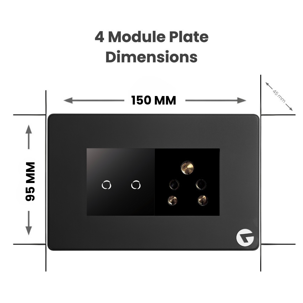 L&G 4 Modular WiFi Smart Switch Board Gold Medal Fit | Smart Touch Switch – German Expertise, Made for Indian Homes (Size: 150 x 95 x 45mm)
