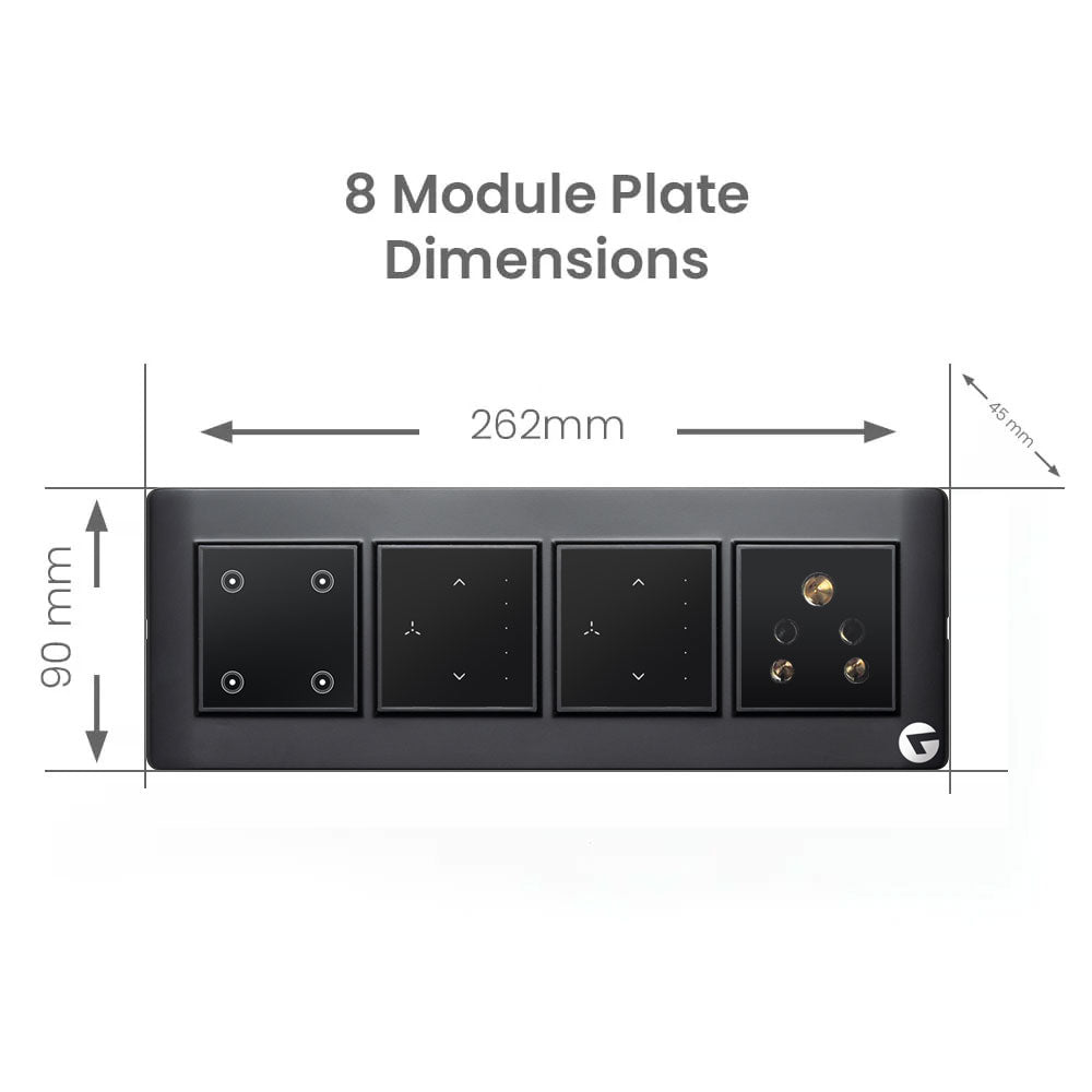 Buy 8 Modular Smart Touch Switch Board,  Wifi Switch Board, Touch Switch | Smart Technology and German Expertise (Size: 8M Horizontal- 262 x 90 x 45 mm)