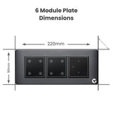 L&G 6M Smart Switch Board, WiFi Switch, Touch Fan Regulator |  Smart Technology and German Expertise (Size: 6M- 220 x 90 x 45 mm)