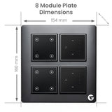 L&G 8M Smart Touch Switch Board, Smart Fan Regulator | Designed using the latest German Technology (Size: 8M Square- 154 x 160 x 45 mm)