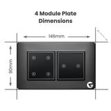 L&G 4 Modular Smart Switch Board, WiFi Smart Switch | German Technology meets Indian Standards (Size: 4M - 146 x 90 x45mm)