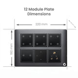 Buy L&G 12 Module Smart Switch Plate | Designed Using German Technology (Size: 12M - 220 X 160 X 45 Mm)