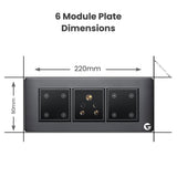 L&G 6 Modular Touch Switch,  Wifi Smart Touch Switch Board | German Technology meets Indian Standards (Size: 6M- 220 x 90 x 45 mm)