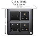 L&G 8 Modular WiFi Smart Switch Panel, 16amp Smart Switch | Smart Technology and German Expertise, Compatible with Alexa, OK Google & SIRI Shortcut (Size: 8M Square- 154 x 160 x 45 mm)