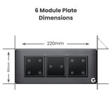 L&G 6 Modular Smart Switch Panel, Wifi Touch Switch Board | German Technology meets Indian Standards (Size: 6M- 220 x 90 x 45 mm)