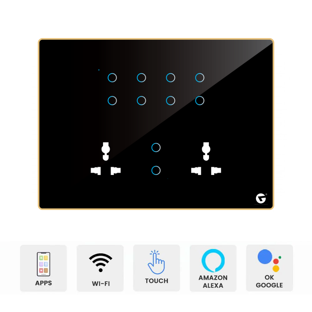 L&G 12M Best Smart home switch panel (10 Switch + 2 Socket) - Acrylic & Glass for Full Customization - Call 818181-0654