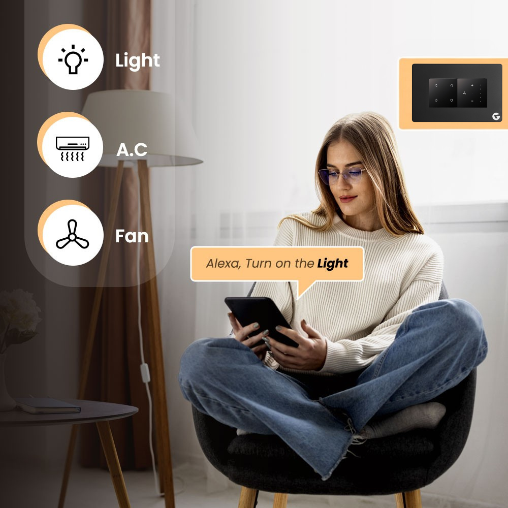 4 Modular Smart Switch Board with Fan Regulator | WiFi Touch Switch ...