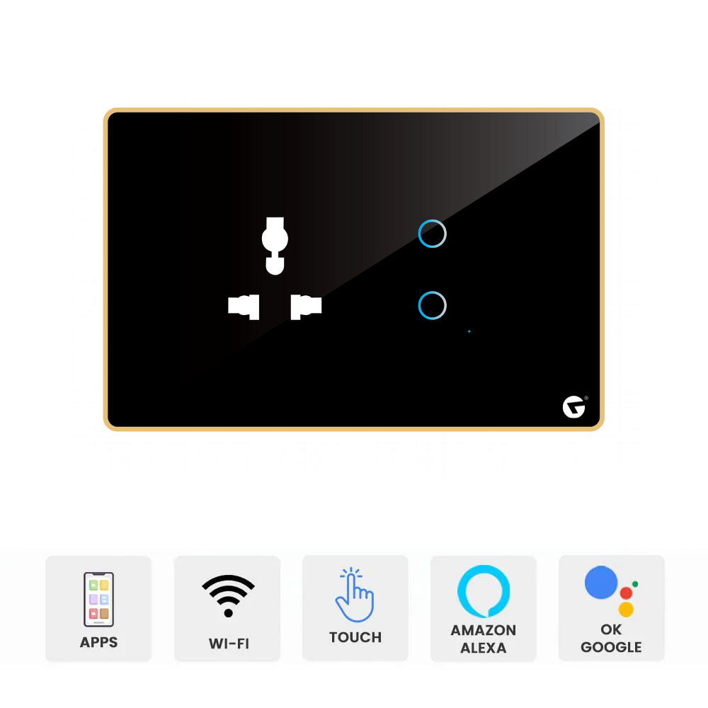 4M Smart Wi-FI Switch Panel (2 Switch + 1 Socket - 10 Amp) For Fully Customization - Call 818181-0654