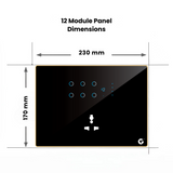 L&G 12M Compact Smart Switch Panel (6 Switches + 1 Fan + 1 Socket) - Acrylic & Glass for Full Customization - Call 818181-0654
