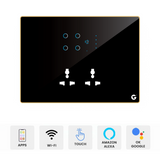 L&G 12M High-Quality Smart Switch Panel (4 Switches + 1 Fan + 2 Sockets) - Acrylic & Glass for Full Customization - Call 818181-0654