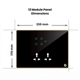 L&G 12M High-Quality Smart Switch Panel (4 Switches + 1 Fan + 2 Sockets) - Acrylic & Glass for Full Customization - Call 818181-0654