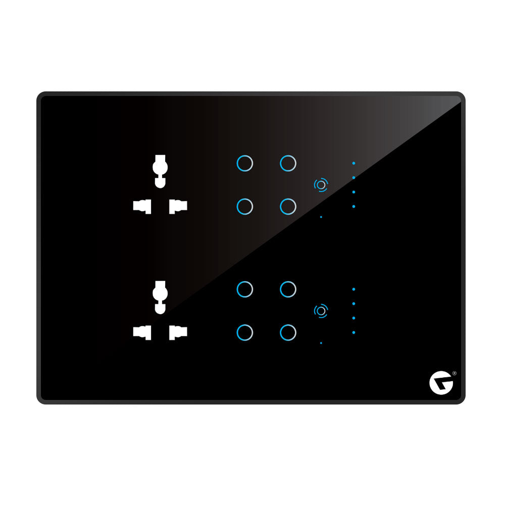 L&G 12M Best Residential smart switch panel (8 Switch + 2 Fan + 2 Socket) - Acrylic & Glass for Full Customization - Call 818181-0654
