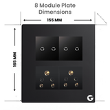 L&G 8M Smart Switch Board | WiFi Touch Panel | Compatible with Alexa & Google (Size: 8M Square – 155 x 165 x 45 mm)