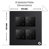 L&G 8M Smart Touch Switch Board with Fan Regulator | German Technology | WiFi Smart Switch (Size: 8M Square – 155 x 165 x 45 mm)