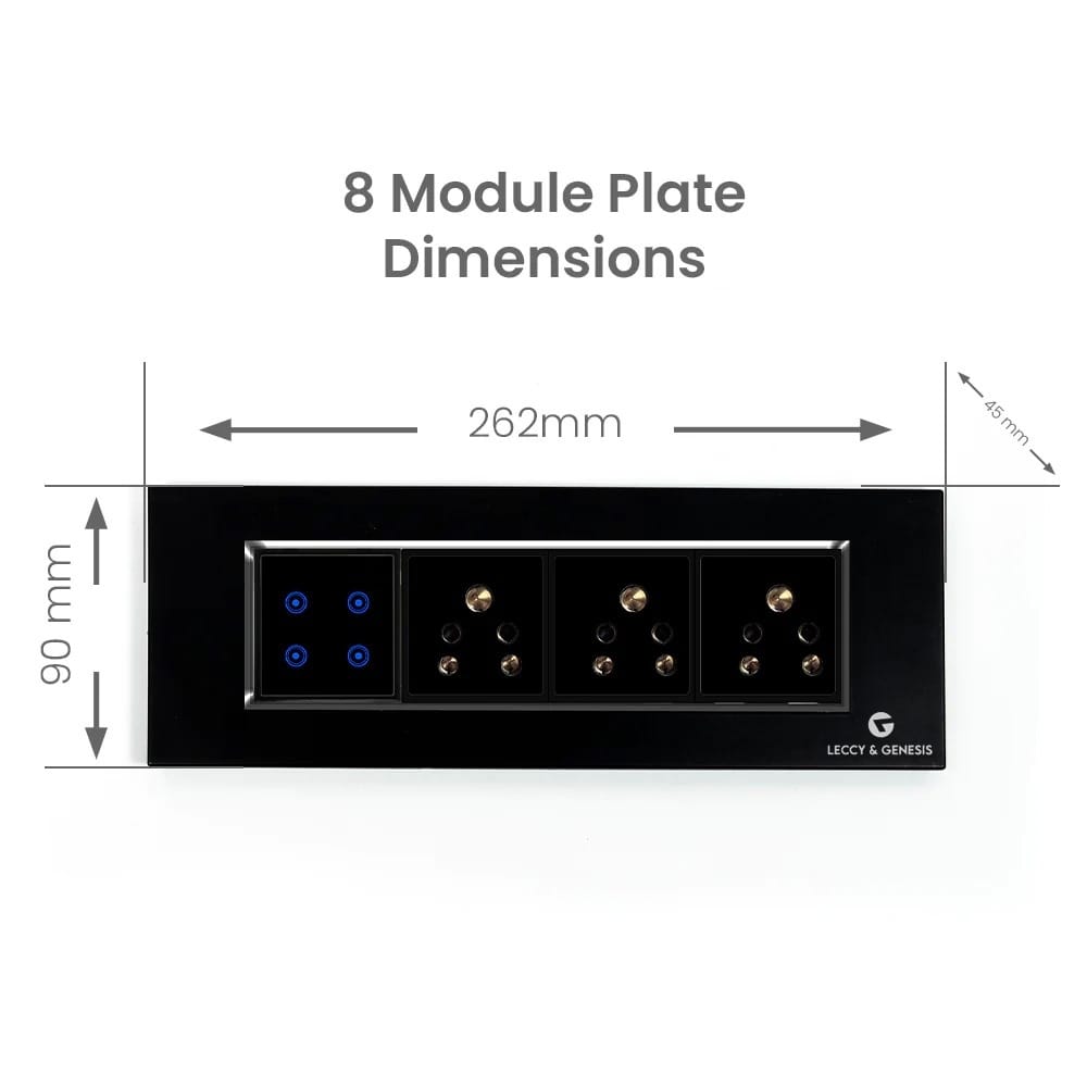 L&G 8 Modular Smart Touch Switch Board | Smart Technology and German Expertise | Compatible with Alexa, OK Google (Size: 8M Horizontal- 262 x 90 x 45 mm)