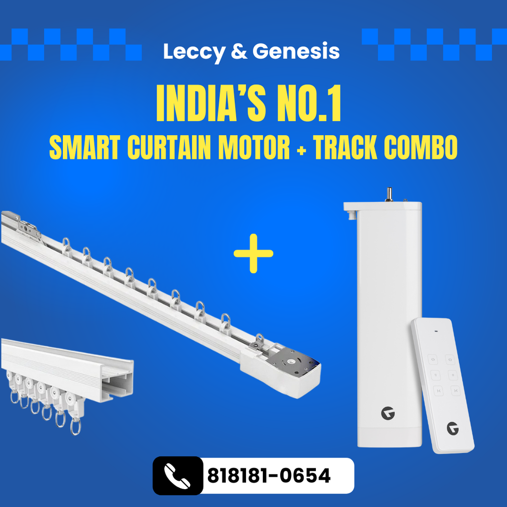 Leccy and Genesis Smart Curtain Motor with WiFi control and custom track for 50kg curtains