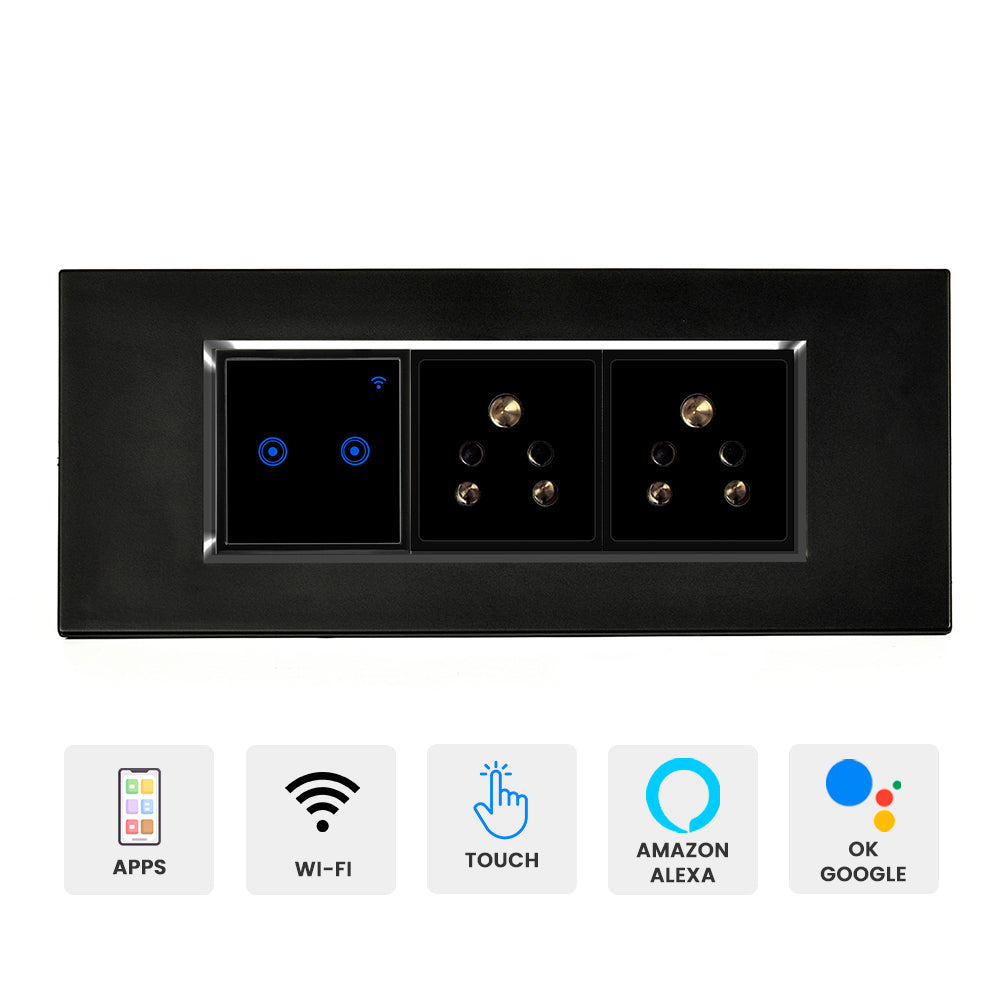 L&G 6 Modular WiFi Smart Touch Switch, Smart Switch for AC, Geyser | Smart Technology and German Expertise (Size: 6M- 220 x 90 x 45 mm)