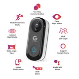 L&G Wireless Video Doorbell with Charging Adapter, 2-Way Communication, Free Chime with 50 Ringtones | German technology meets Indian Standards